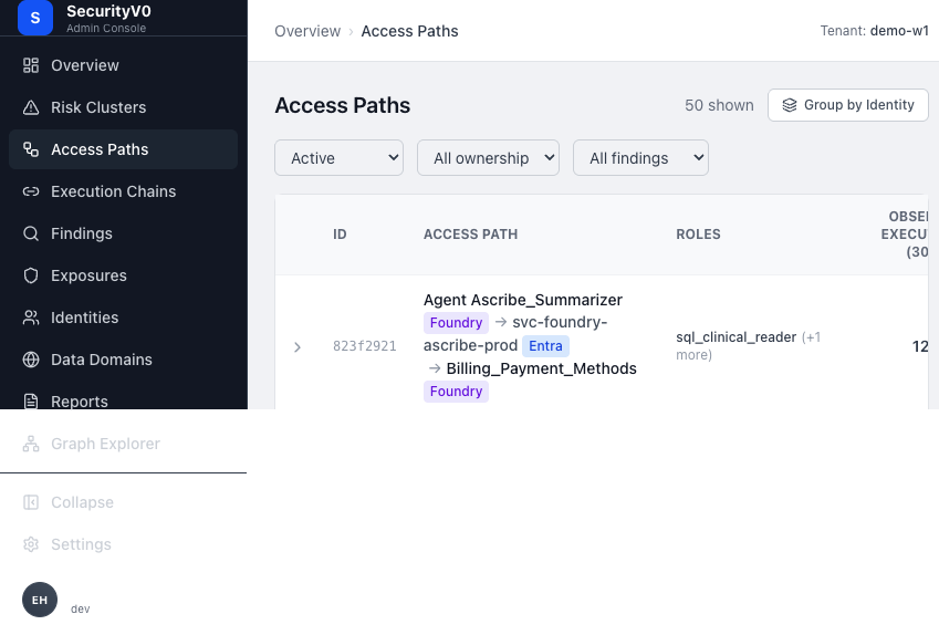 SecurityV0 Access Paths — Flat View
