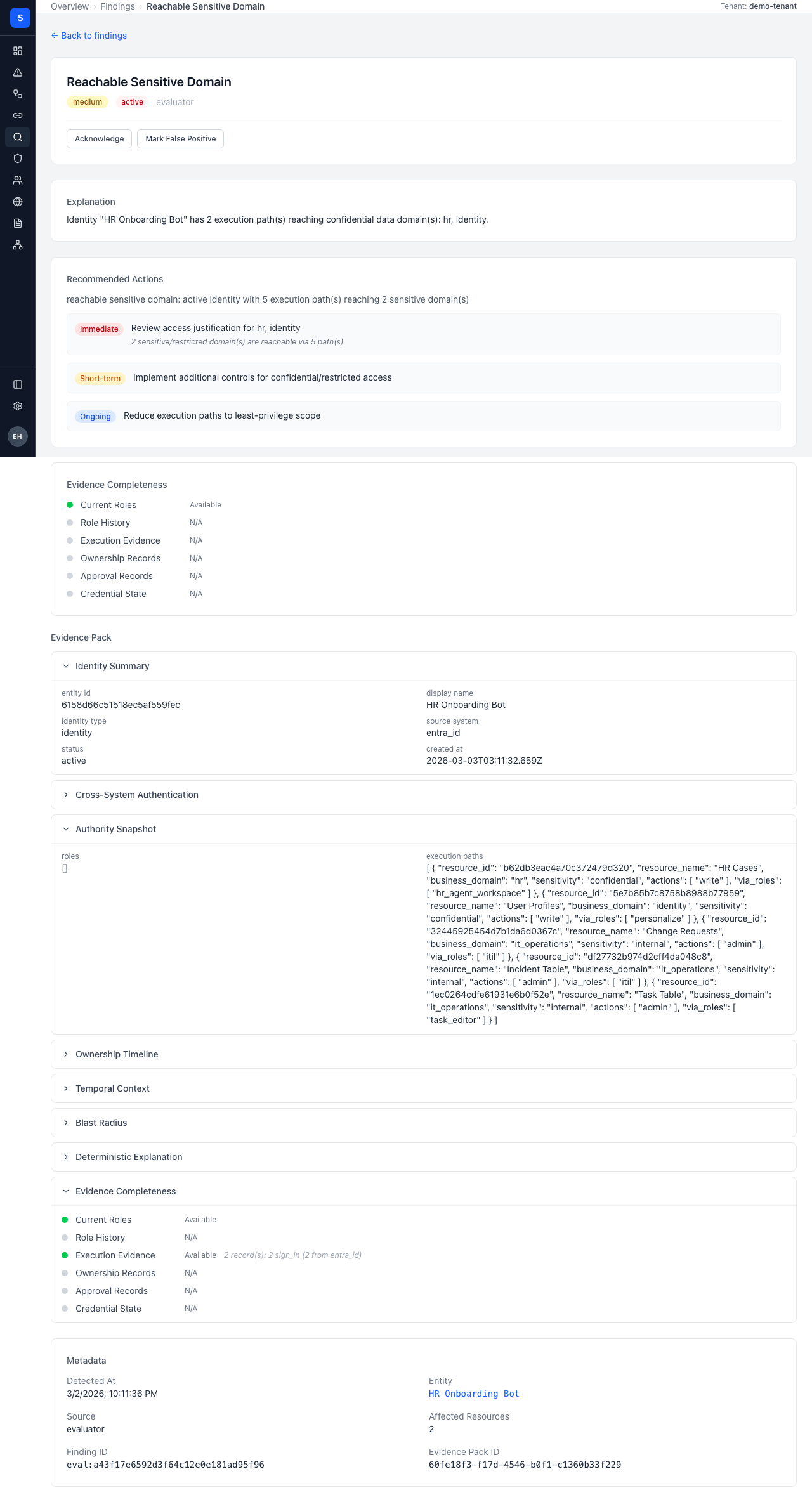 SecurityV0 Finding Detail
